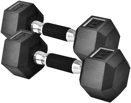 Yes4All Rubber Grip Encased Hex Dumbbells - Anti-Slip Hand Weights for Home Gym 5-50 LBS Pair Yes4All Rubber Grip Encase