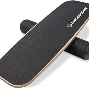 Philosophy Wooden Balance Trainer - Gym Balance Board with Adjustable Stoppers for Fitness Enthusiasts at Home Workouts