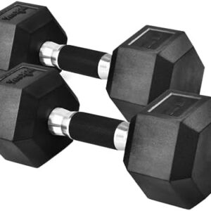 Yes4All Rubber Grip Encased Hex Dumbbells - Anti-Slip Hand Weights, 5-50 LBS Pair, Fitness Equipment for Home Gym