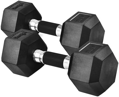 Yes4All Rubber Grip Encased Hex Dumbbells - Anti-Slip Hand Weights for Home Gym 5-50 LBS Pair Yes4All Rubber Grip Encase