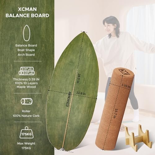 XCMAN Surf Balance Board Trainer for Adults and Kids - Non Slip Surface|Balance Board for Surfing,Snowboarding,Skateboar