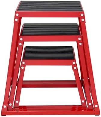 Plyometric Jump Box 3 Pcs Set, 12/18/24 Inch Fitness Exercise Platform, Home Gym Agility Training, Steel Anti-Slip Step
