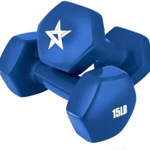 Yes4All Vinyl Hexagon Dumbbell - Strength Training Dumbbells Set of 2 for Home Gym (2-15 lbs Weight Options)