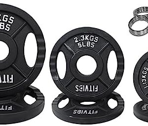 Fitvids Olympic Cast Iron Plate for Strength Training and Weightlifting Sets with Barbell Multiple Sizes