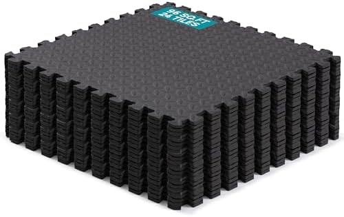 Yes4All 24SQFT-120SQFT Exercise Mat for Home Gym Users, Durable EVA Interlocking Foam Tiles with Border Design for Fitne