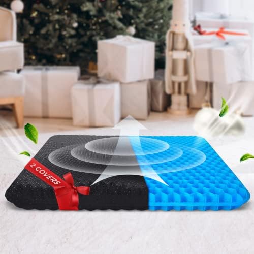 Yes4All Cooling Gel Seat Cushion for Long Sitting Users, 2 Silk Non-Slip Magnet Covers, Ideal for Wheelchair/Car/Office