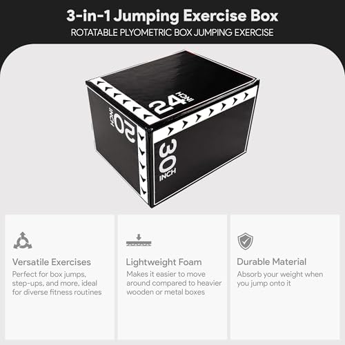BalanceFrom 3-in-1 Foam Plyometric Jump Box - Multiple Height Options for Home Gym Strength and Agility Training