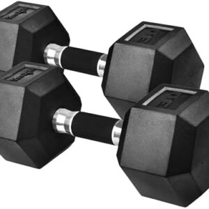Yes4All Rubber Grip Encased Hex Dumbbells - Anti-Slip Hand Weights for Home Gym 5-50 LBS Pair Yes4All Rubber Grip Encase