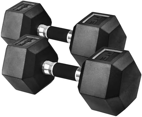 Yes4All Rubber Grip Encased Hex Dumbbells - Anti-Slip Hand Weights for Home Gym 5-50 LBS Pair Yes4All Rubber Grip Encase