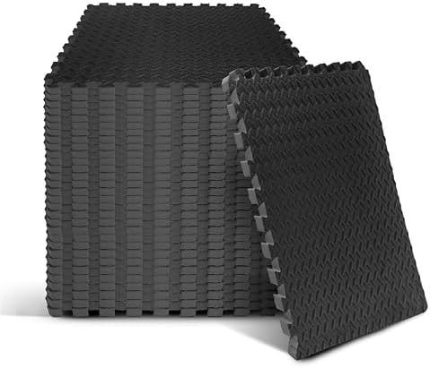 Yes4All 24SQFT-120SQFT Exercise Mat for Home Gym Users, Durable EVA Interlocking Foam Tiles with Border Design for Fitne