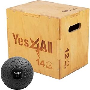 Yes4All Combo Wooden Plyo Box and 10Lb Slam Ball for Strength Training and Crossfit Athletes Yes4All Combo Wooden Plyo B