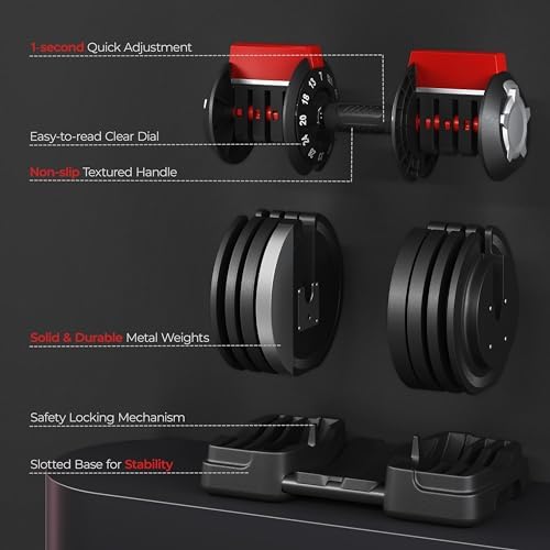 Yaheetech Adjustable Dumbbell Set for Men/Women Home Gym Strength Training Equipment Yaheetech Adjustable Dumbbells Fast