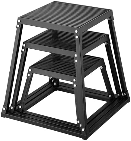 Plyometric Jump Box 3 Pcs Set, 12/18/24 Inch Fitness Exercise Platform, Home Gym Agility Training, Steel Anti-Slip Step