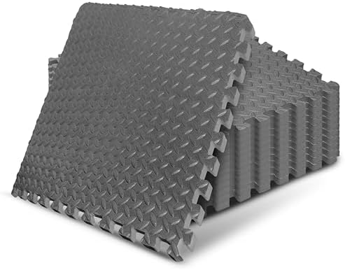 Yes4All 24SQFT-120SQFT Exercise Mat for Home Gym Users, Durable EVA Interlocking Foam Tiles with Border Design for Fitne