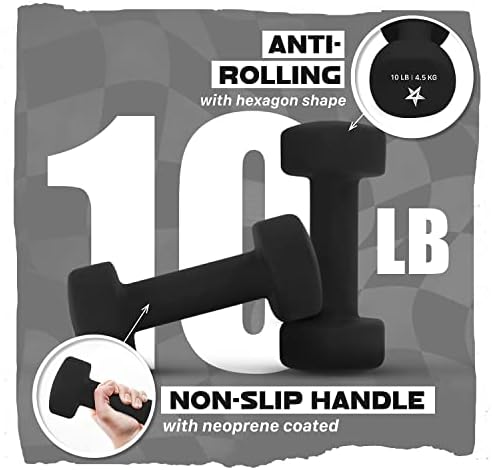 Yes4All Neoprene Coated Dumbbell Hand Weights - Multiple Weight Options for Home Workouts | Yes4All Anti-Slip Neoprene
