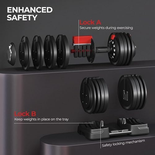 Yaheetech Adjustable Dumbbell Set for Men/Women Home Gym Strength Training Equipment Yaheetech Adjustable Dumbbells Fast