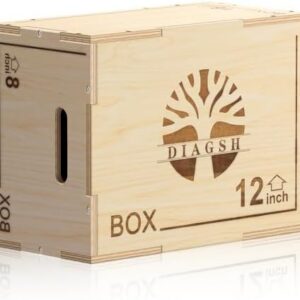 Plyo Box 3-in-1 Wood Jump Platform for Home Gym - Great for Jumps, Squats & Conditioning - 16x12x8 Inches