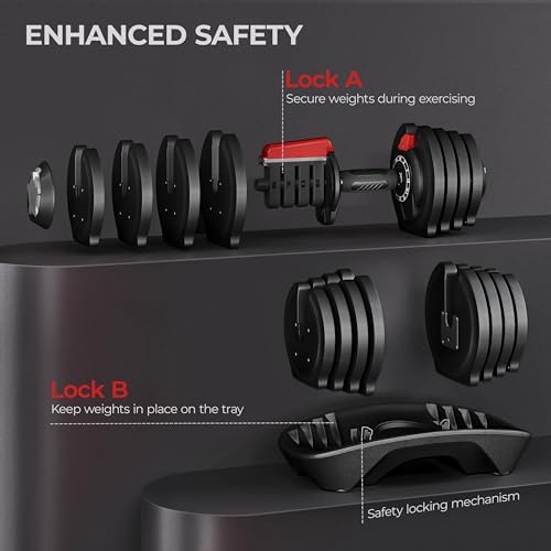 Yaheetech Adjustable Dumbbell Set for Men/Women Home Gym Strength Training Equipment Yaheetech Adjustable Dumbbells Fast