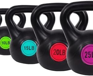 BalanceFrom Vinyl Kettlebell Set: 30/45/50/75 Pound Options – Cement-Filled Strength Training Weights for Full Body Fitn