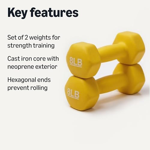 Amazon Basics Neoprene Dumbbell Hand Weights for Home Workout and Fitness Enthusiasts | Amazon Basics Neoprene Dumbbell