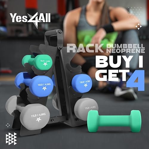 Yes4All Neoprene Coated Dumbbell Hand Weights - Multiple Weight Options for Home Workouts | Yes4All Anti-Slip Neoprene