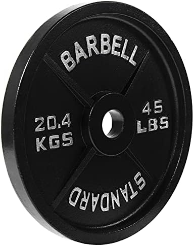 Fitvids Olympic Cast Iron Weight Plates 2-Inch Stackable Including 5FT Olympic Barbell, 100 Pounds Set (85 Lbs Plates +