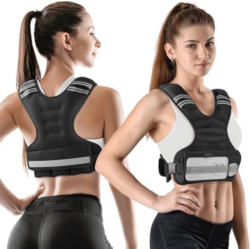 Weighted Vest Woman 6-12lb/12-18lb for Walking and Strength Training Weighted Vest Woman with 6 Irensand Weights for W