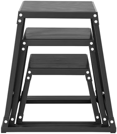 Plyometric Jump Box 3 Pcs Set, 12/18/24 Inch Fitness Exercise Platform, Home Gym Agility Training, Steel Anti-Slip Step