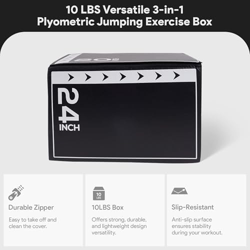 BalanceFrom 3-in-1 Foam Plyometric Jump Box - Multiple Height Options for Home Gym Strength and Agility Training