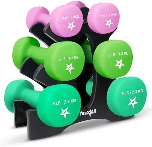 Yes4All Neoprene Coated Dumbbell Hand Weights - Multiple Weight Options for Home Workouts | Yes4All Anti-Slip Neoprene