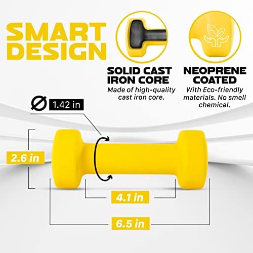 Yes4All Neoprene Coated Dumbbell Hand Weights - Multiple Weight Options for Home Workouts | Yes4All Anti-Slip Neoprene