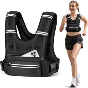 Adjustable Reflective Weighted Vest for Men and Women | 16 lb Weighted Vest with Storage Pockets for Running and Traini