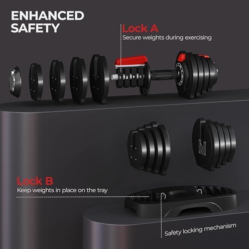 Yaheetech Adjustable Dumbbell Set for Men/Women Home Gym Strength Training Equipment Yaheetech Adjustable Dumbbells Fast