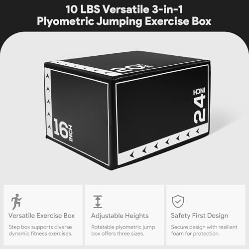 BalanceFrom 3-in-1 Foam Plyometric Jump Box - Multiple Height Options for Home Gym Strength and Agility Training