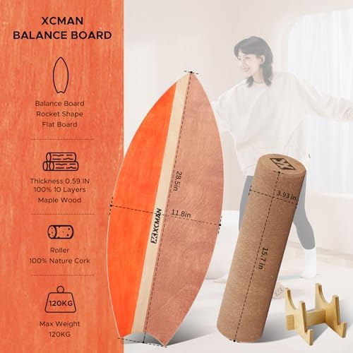 XCMAN Surf Balance Board Trainer for Adults and Kids - Non Slip Surface|Balance Board for Surfing,Snowboarding,Skateboar