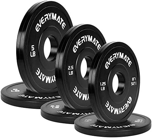 Everymate Black Changeable Weight Plates 1.25LB |5LB 5LB Set Fractional Olympic Bumper Plates for Cross Training Steel I