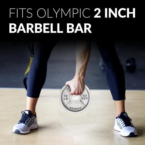 Fitvids Deep Dish 2-Inch Olympic Cast Iron Weight Plates with E-Coating Strength Training Equipment for Home Gyms and Fi