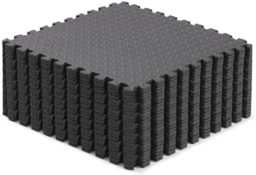 Yes4All 24SQFT-120SQFT Exercise Mat for Home Gym Users, Durable EVA Interlocking Foam Tiles with Border Design for Fitne