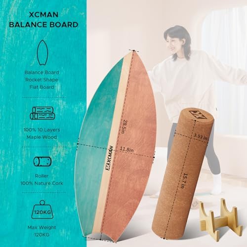XCMAN Surf Balance Board Trainer for Adults and Kids - Non Slip Surface|Balance Board for Surfing,Snowboarding,Skateboar