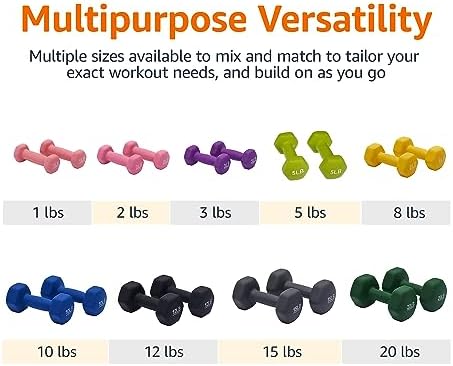 Amazon Basics Neoprene Dumbbell Hand Weights for Home Workout and Fitness Enthusiasts | Amazon Basics Neoprene Dumbbell