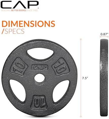 Standard CAP Barbell 1-Inch Grip Weight Plates for Home Gym Enthusiasts | CAP Barbell 1-Inch Grip Weight Plates with Du