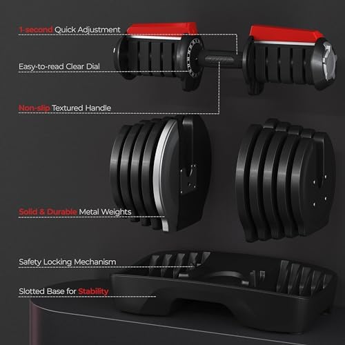 Yaheetech Adjustable Dumbbell Set for Men/Women Home Gym Strength Training Equipment Yaheetech Adjustable Dumbbells Fast