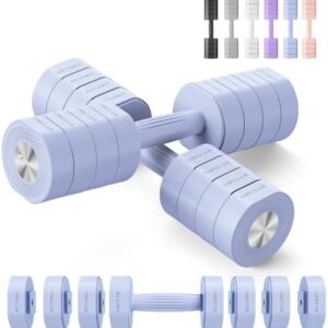 Merach Adjustable Dumbbell Set for Women at Home|Anti-slip Handle|Macaron Colors|4 Adjustable Weights|Easy Carry Case|Re