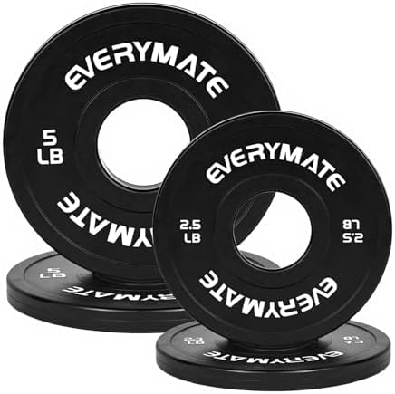 Everymate Black Changeable Weight Plates 1.25LB |5LB 5LB Set Fractional Olympic Bumper Plates for Cross Training Steel I