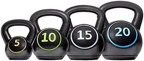 Yaheetech 4 Piece Kettlebell Sets for Women & Men for Full Body Workout & Exercise Fitness 5lb, 10lb, 15lb, 20lb