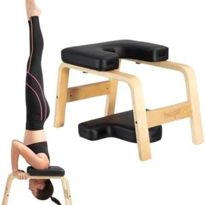 Yes4All Yoga Headstand Bench with PU Pads for Core Strengthening and Balance Training - Wooden Inversion Chair