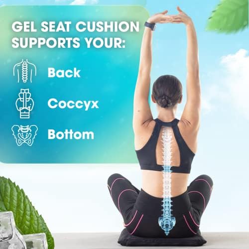 Yes4All Cooling Gel Seat Cushion for Long Sitting Users, 2 Silk Non-Slip Magnet Covers, Ideal for Wheelchair/Car/Office