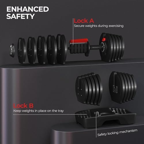 Yaheetech Adjustable Dumbbell Set for Men/Women Home Gym Strength Training Equipment Yaheetech Adjustable Dumbbells Fast