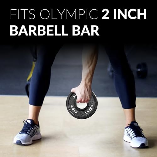 Fitvids Deep Dish 2-Inch Olympic Cast Iron Weight Plates with E-Coating Strength Training Equipment for Home Gyms and Fi