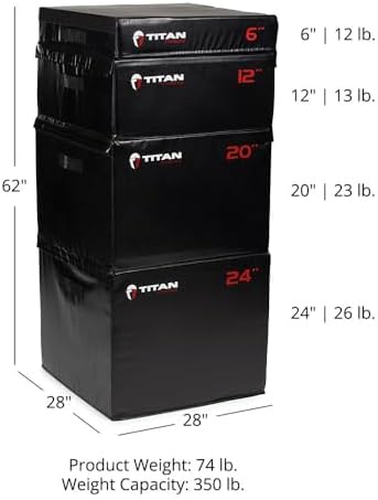 Titan Fitness High Density EPE Foam Core Plyo Box Set for Home Gym Training Titan Fitness Stackable Soft Foam Plyometr